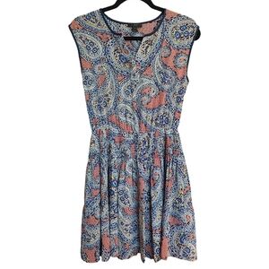J. Crew Silk Paisley Mini Dress, Size 0, Multicolored Blue/Pink/Yellow/White